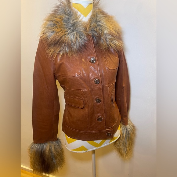 Rachael Zoe Caramel Brown Leather Jacket - Picture 1 of 6
